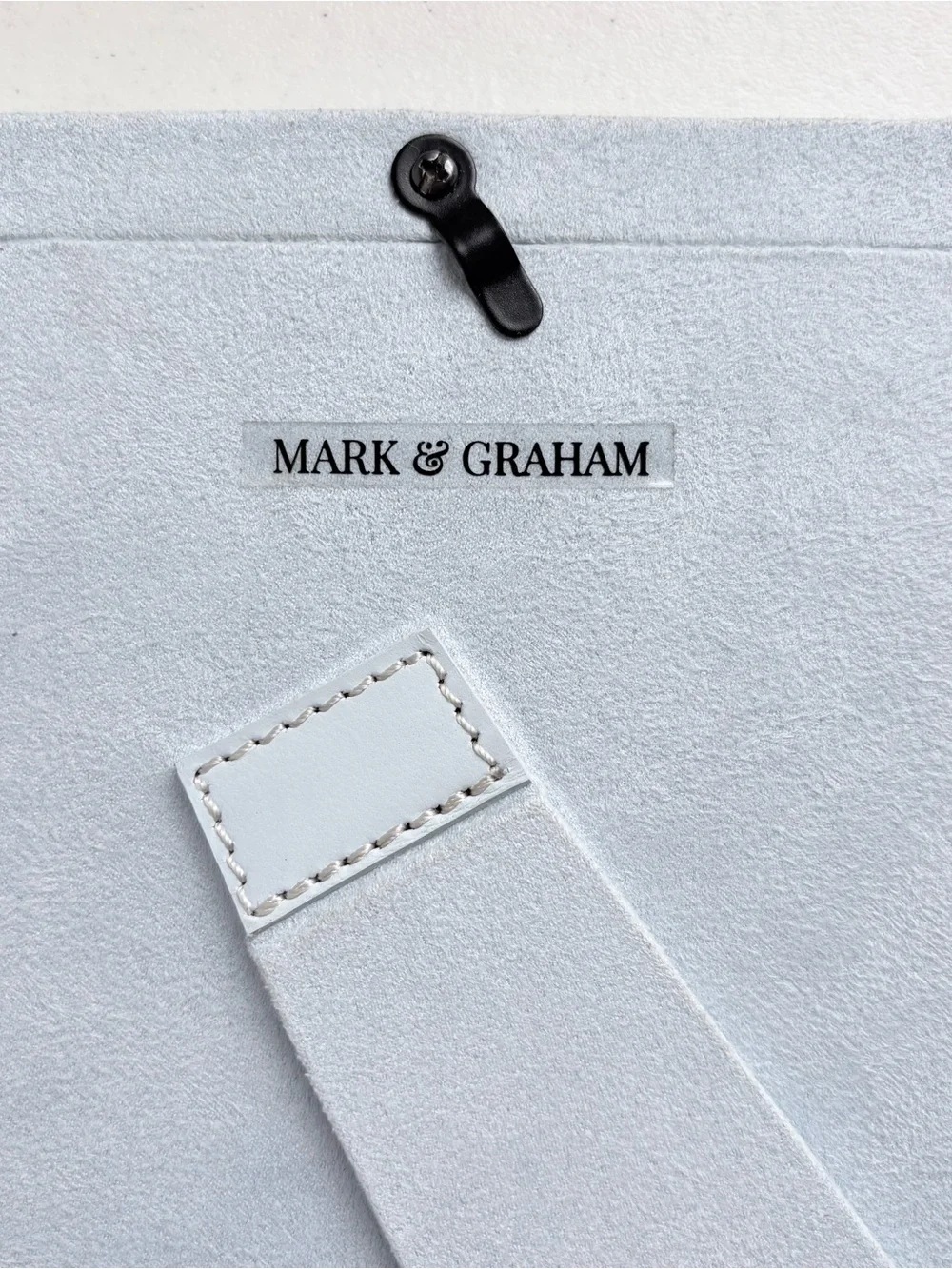 Mark & Graham 5” x 7” baby blue scalloped leather picture photo frame new